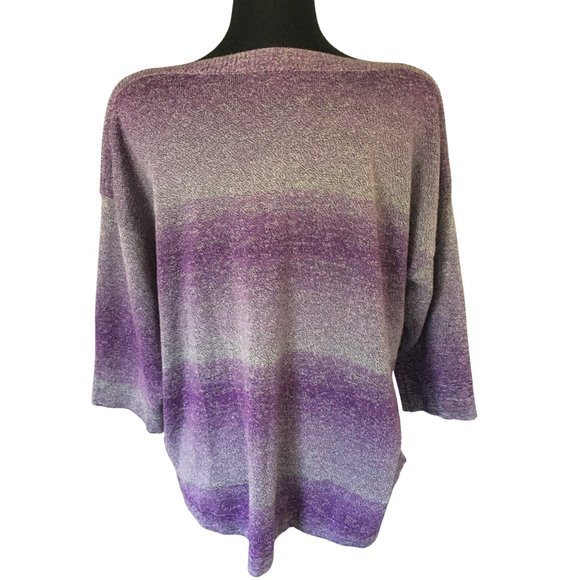 Croft & Barrow Women's Plus Lavender Pink Boatneck Space-Dye Light Knit Sweater - Picture 2 of 15